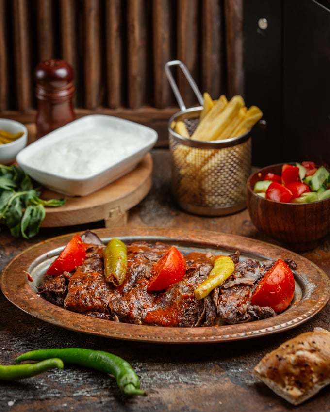 Iskender Doner with Roasted Vegetables 